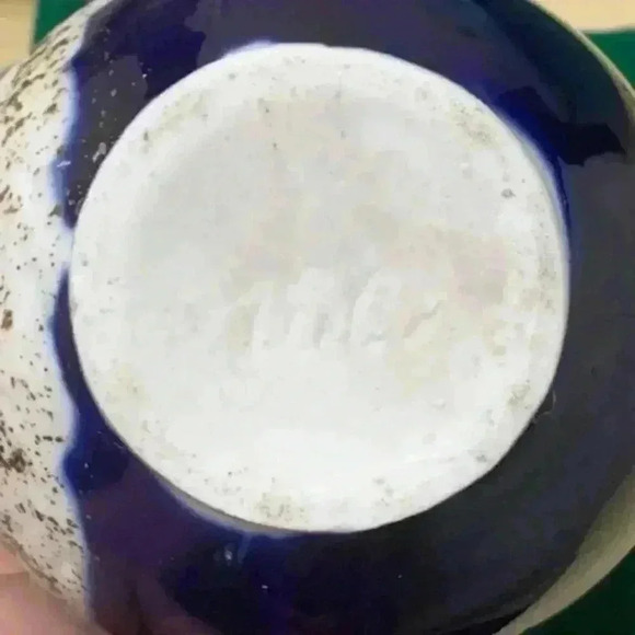 Antique CUPID CHERUB Kissing WOMAN MAIDEN Hand Painted COBALT Vase JUG - Picture 4 of 4